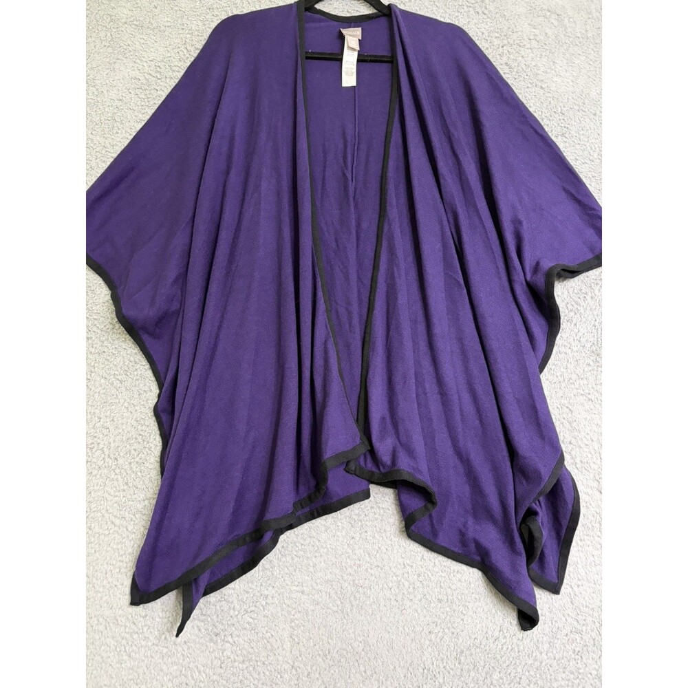 Chico's Purple One Size Sweater Cape Poncho Black Band
